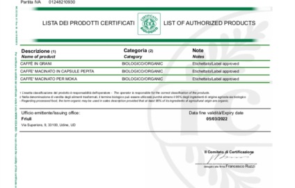 certificato BIO.1